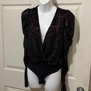COPY - Long sleeve metallic bronze body suit shirt NWOT